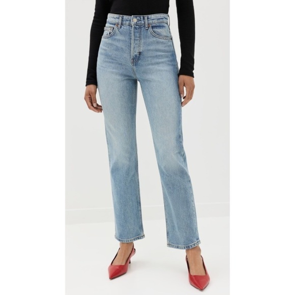 Reformation Cynthia Stretch High Rise Straight Jeans Fortuna Blue Size‎ 31